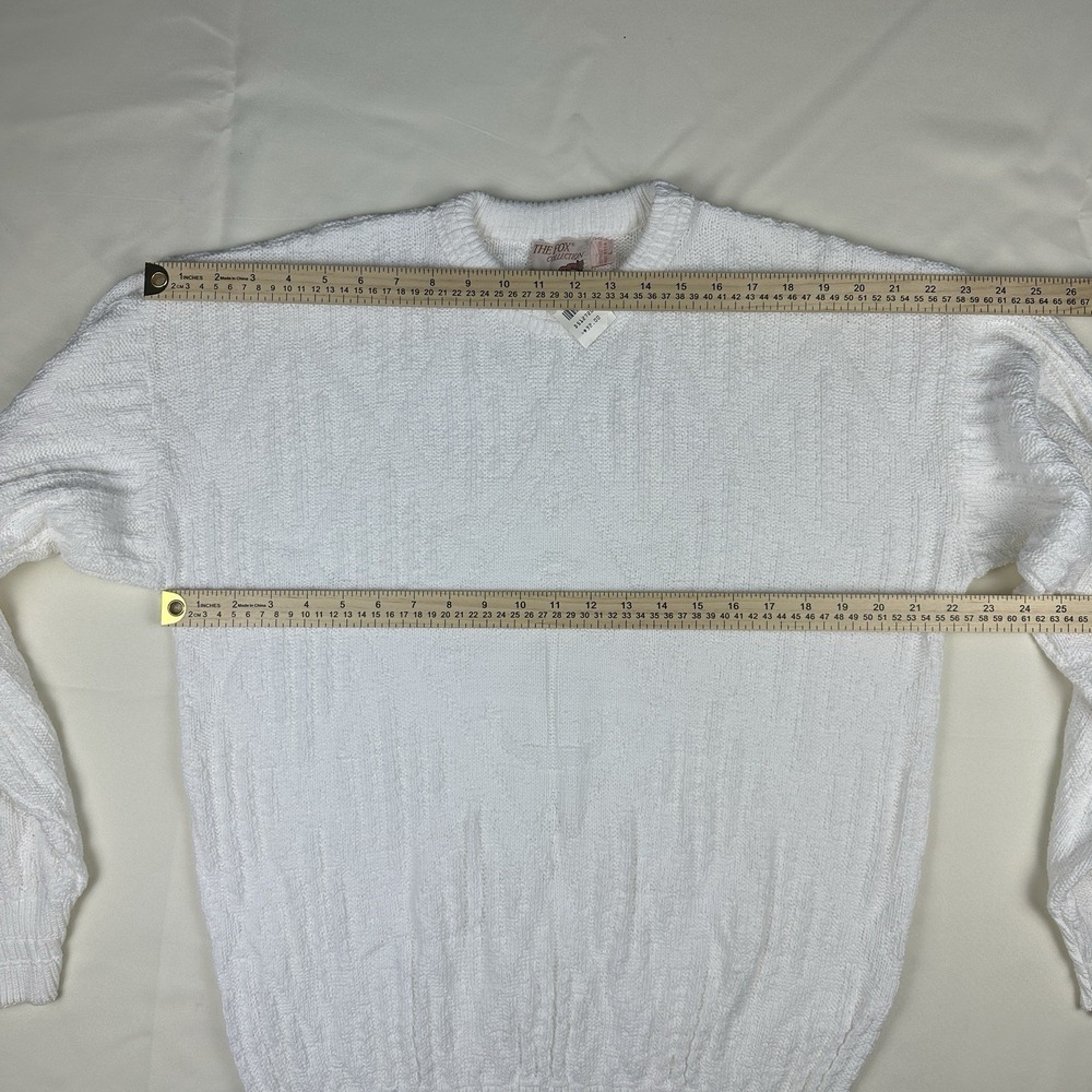 NOS VTG  80s The Fox Collection Sweater White Knit Crewneck USA Mens L Nautical - Picture 5 of 11